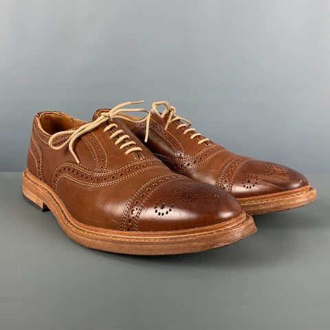 ALLEN EDMONDS Size 10 Brown Perforated Leather Cap Toe Lace Up Shoes