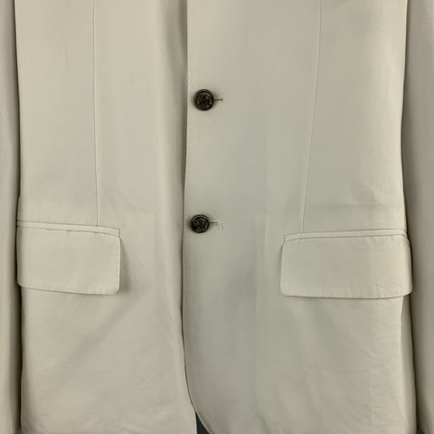 JOHN VARVATOS Size 36 White Cotton / Linen Silver Embossed Metal Buttons Sport Coat