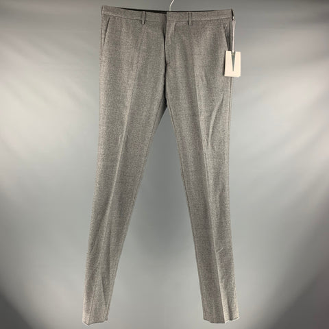 KENT et CURWEN Taille 38 Pantalon habillé en laine gris chiné avec braguette zippée