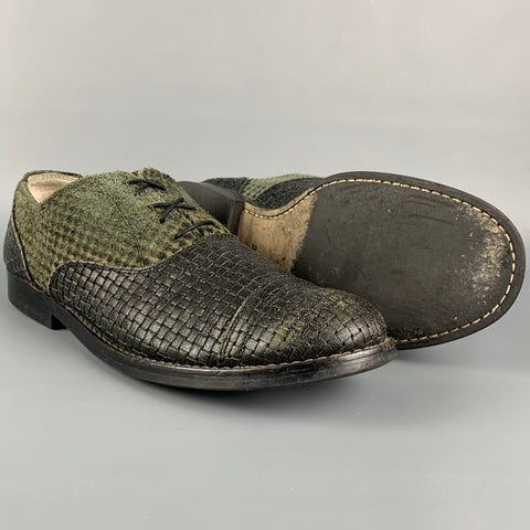 COMME des GARCONS HOMME PLUS Taille 9.5 Chaussures à lacets en cuir tressé gris noir