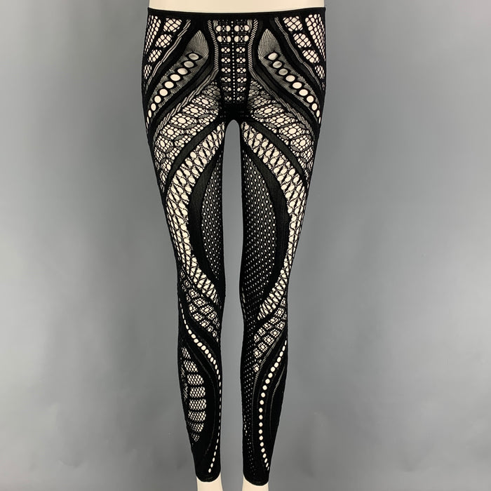 ALEXANDER McQUEEN Size M Black Nylon Mesh Leggings