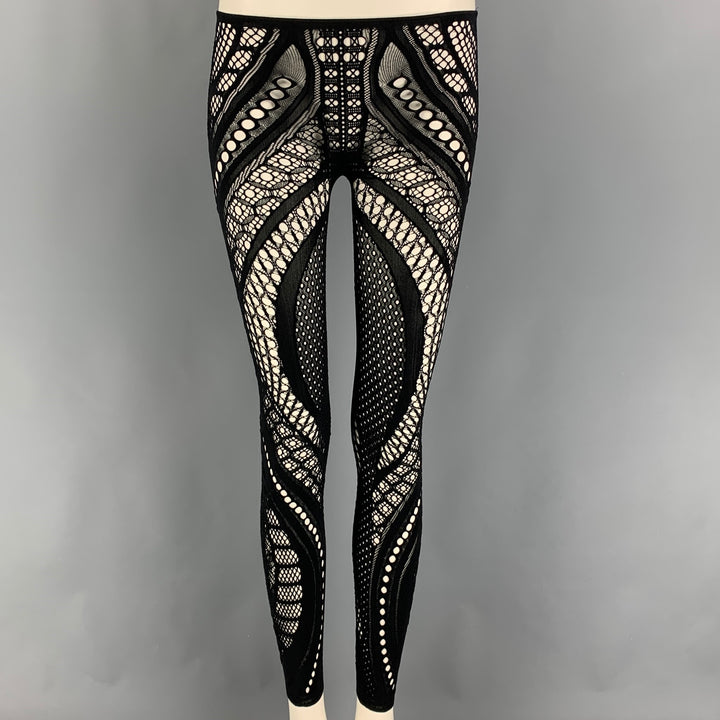 ALEXANDER McQUEEN Size M Black Nylon Mesh Leggings
