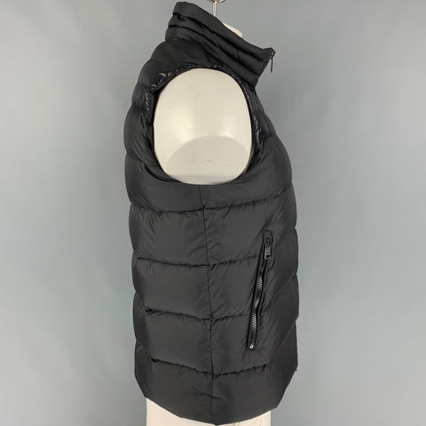 MONCLER Chaleco con solapa de muesca de poliéster acolchado negro talla L