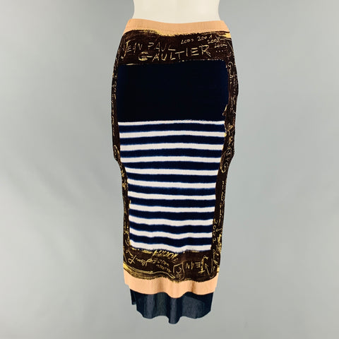 JEAN PAUL GAULTIER Size M Navy Multi-Color Nylon Graffiti Skirt