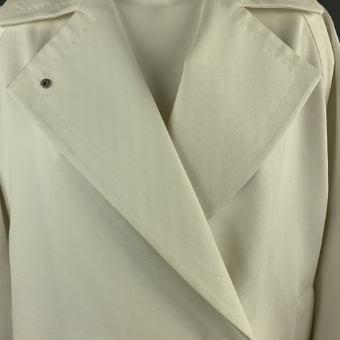 MAX MARA Size 2 White Cotton Hidden Snap Pointed Lapel Coat
