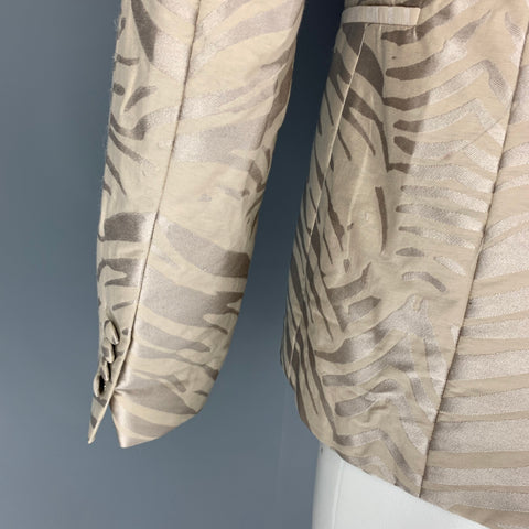 ROBERTO CAVALLI Taille 38 Manteau de sport en mélange de polyester jacquard beige
