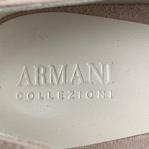 ARMANI COLLEZIONI Size 9 Nude Suede Silk Bow Flats