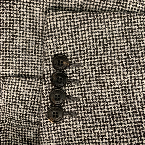 BURBERRY LONDON Size 42 Black White Houndstooth Cotton Blend Sport Coat