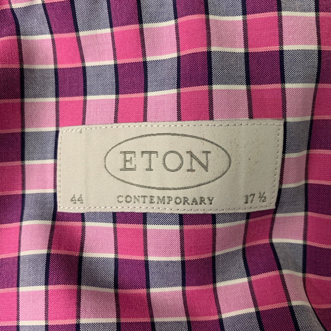ETON Size XL Pink Gingham Cotton Button Up Long Sleeve Shirt