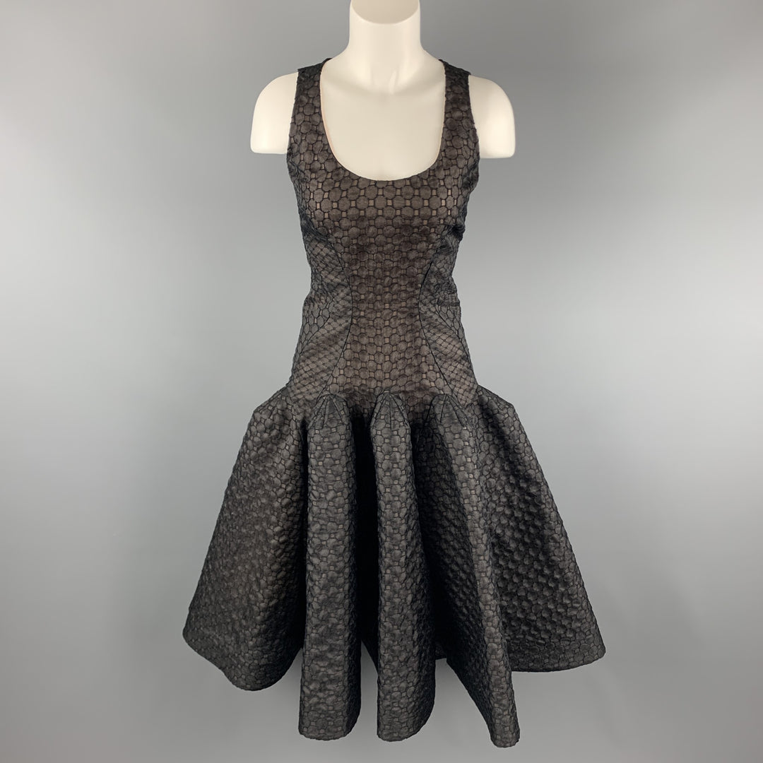 ZAC POSEN Size 6 Black Lace Ruffle Trumpet Skirt Cocktail Dress ZAC POSEN Size 6 Black Lace Ruffle Trumpet Skirt Cocktail Dress