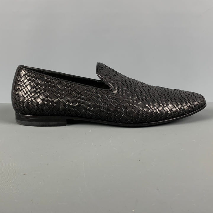 BOTTEGA VENETA Size 9 Black Woven Slip On Loafers