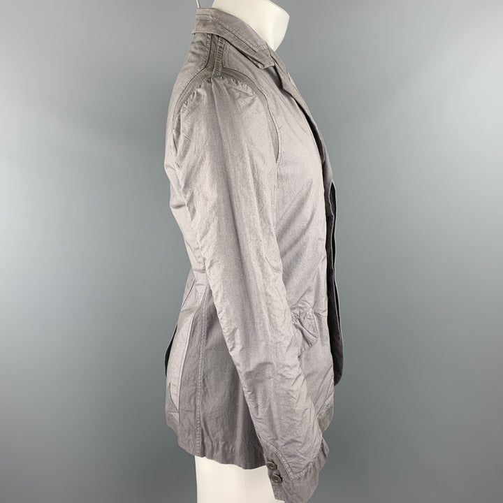 FAKE LONDON Size 40 Gray Cotton Notch Lapel Jacket
