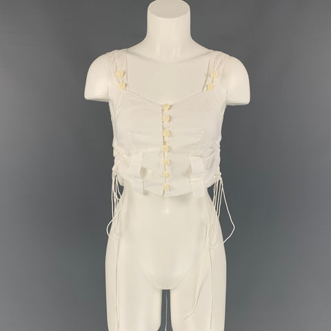 CHLOE Size 2 Off White Cotton Drawstring Casual Top