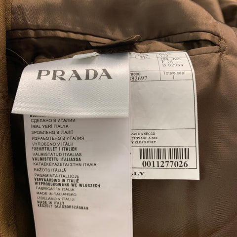 PRADA Chest Size 40 Brown Solid Mohair Wool Notch Lapel 30 29 Suit
