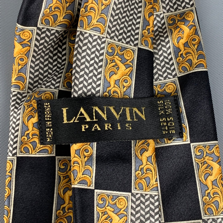 LANVIN Cravate en soie imprimé or noir