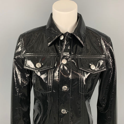 HELMUT LANG Chaqueta trucker de mezcla de poliéster negra talla M