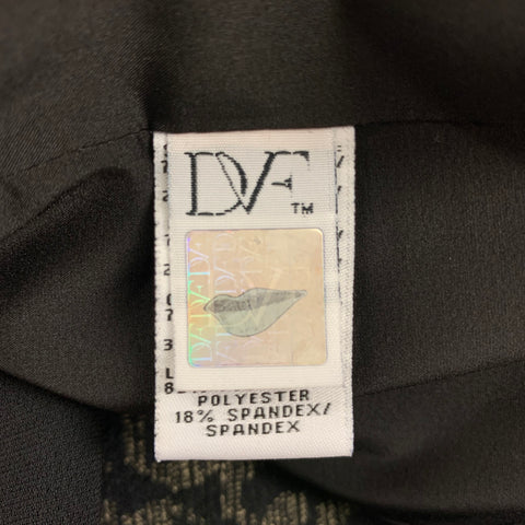 DIANE VON FURSTENBERG Size 0 Black & Beige Geometric Virgin Wool Blend Jacket