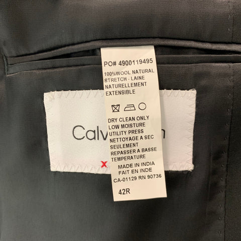 CALVIN KLEIN Talla 42 Abrigo deportivo de esmoquin de lana lisa negro