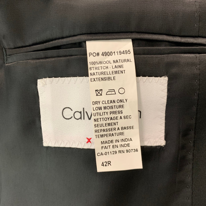 CALVIN KLEIN Size 42  Black Solid Wool Tuxedo Sport Coat