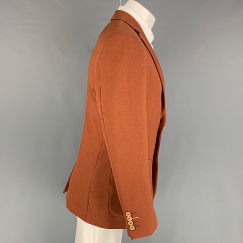 BENJAMIN BARKER Size 38 Copper Wool Notch Lapel Slim Fit Sport Coat