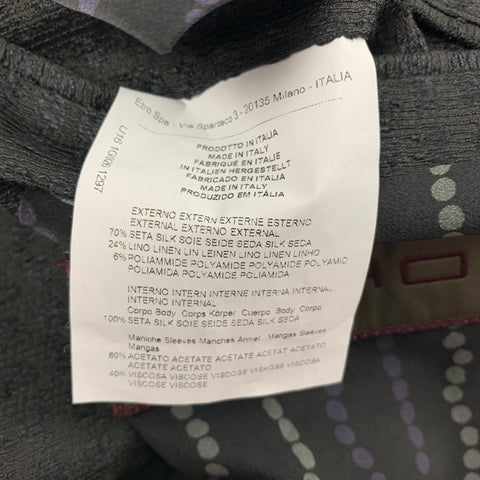 ETRO Size 40 Black & Navy Jacquard Silk Blend Collarless Suit