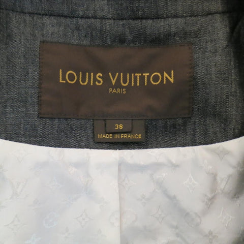 LOUIS VUITTON Taille 6 Veste à manches froncées en coton / ramie marine