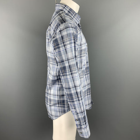 HUGO BOSS Size M Grey Plaid Cotton Button Up Long Sleeve Shirt