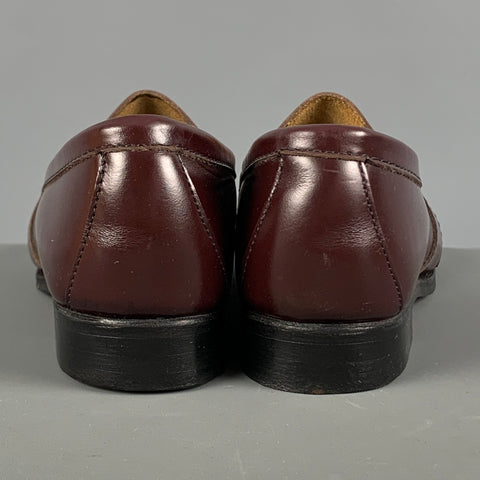 COLE HAAN Talla 5.5 Mocasines planos de cuero color burdeos