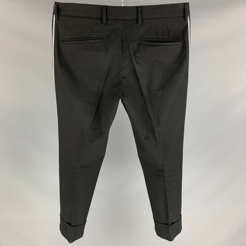 JIL SANDER Size 32 Black White Cotton Zip Fly Dress Pants