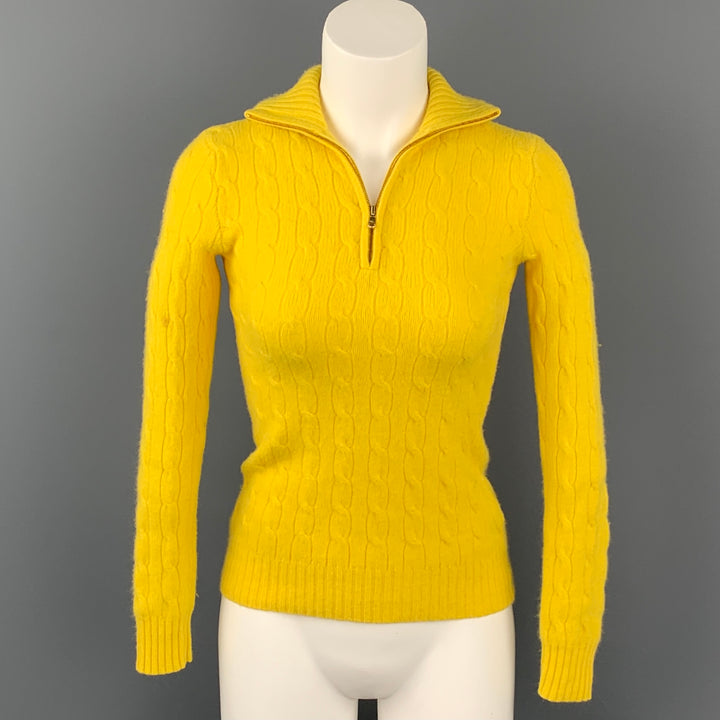 RALPH LAUREN Black Label Taille XS Pull en cachemire tricoté jaune