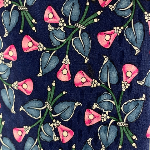 VALENTINO Size Navy Pink Floral Silk Tie