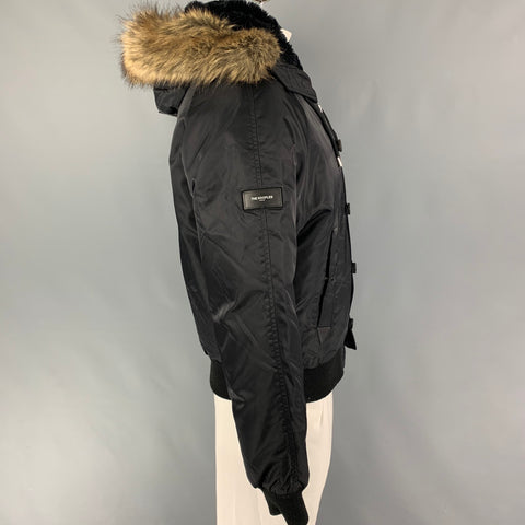 THE KOOPLES Size L Black Polyamide Hooded Jacket