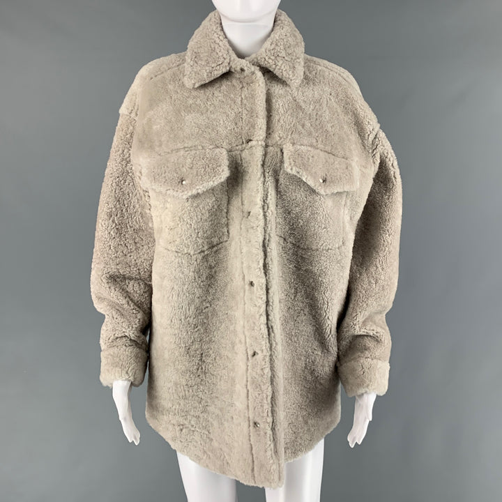 IRO Size L Grey Black Shearling Oversized Jacket