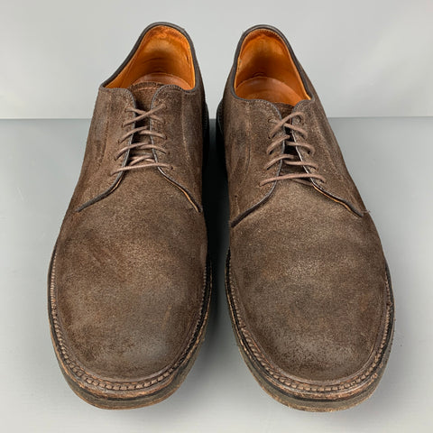 ALDEN Size 11 Brown Distressed Suede Lace Up Shoes