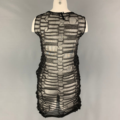 SARAH PACINI Size One Size Black Wrinkled Sleeveless Above Knee Dress