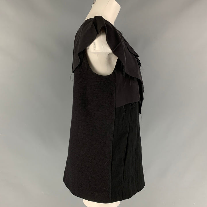 MARNI Size 8 Black Wool &  Nylon Sleeveless Blouse