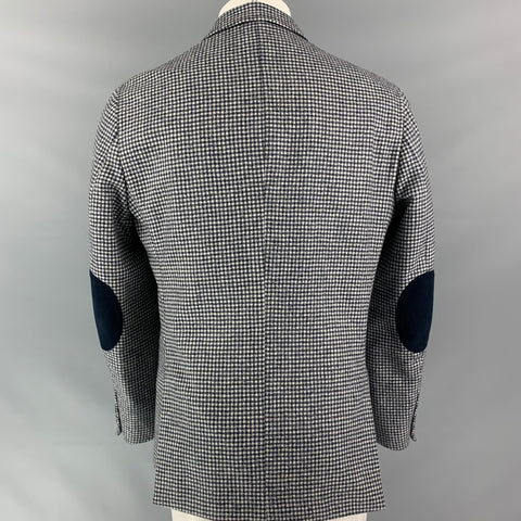 NEIMAN MARCUS Size 40 Wool Black & White Houndstooth Notch Lapel Sport Coat