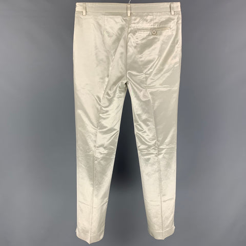 AGNÈS B. Size 30 Light Silver Cotton Rayon Flat Front Dress Pants