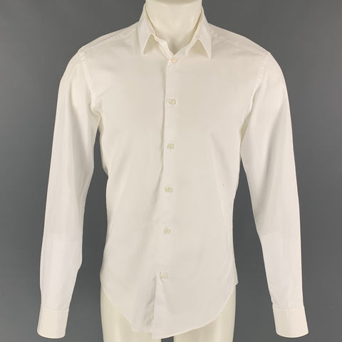 VERSACE COLLECTION Trend Size S White Cotton Button Up Long Sleeve Shirt