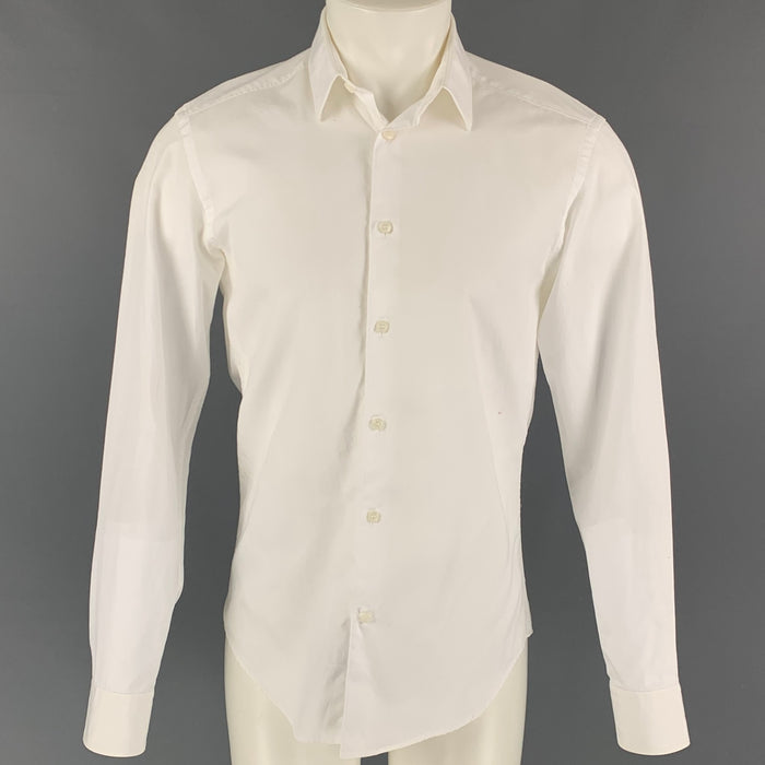 VERSACE COLLECTION Trend Size S White Cotton Button Up Long Sleeve Shirt