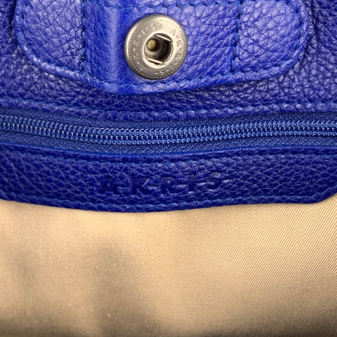 AKRIS Ai Little Cuervo Blue Leather Pebble Grain Shoulder Bag