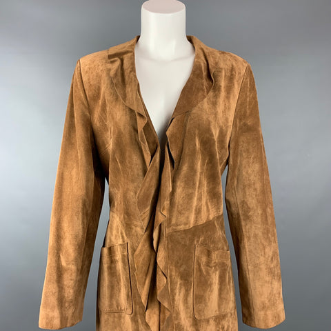CHRISTIANE CELLE Taille S Manteau à volants en daim beige