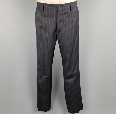 DOLCE & GABBANA Navy Stripe Size 36 Silk / Virgin Wool Notch Lapel Suit