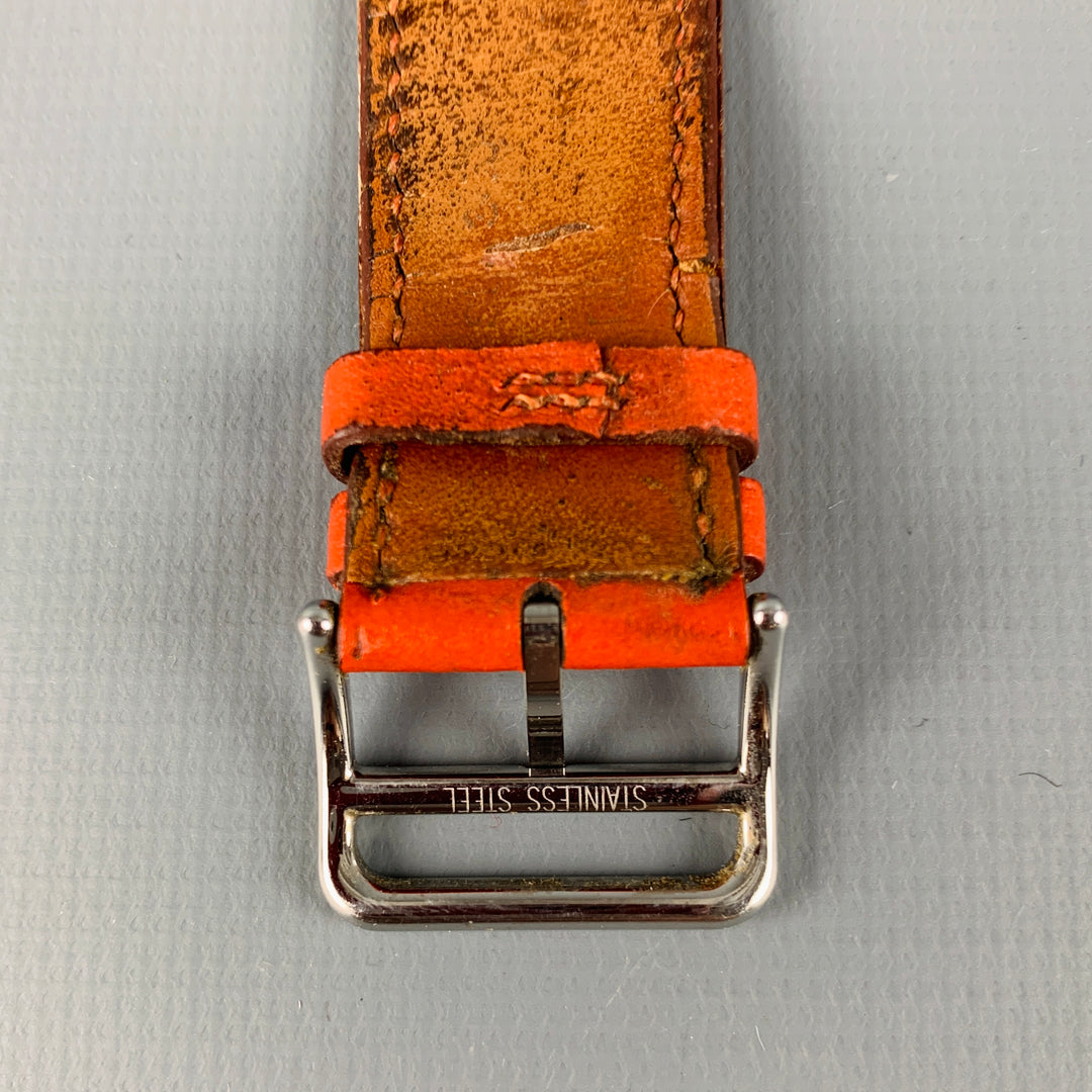 HERMES Orange Leather Smart Watch Band
