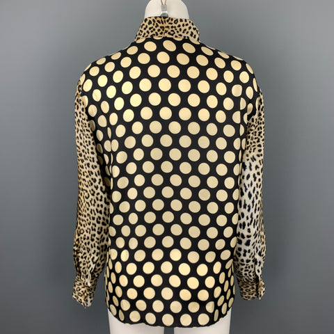 EMANUEL UNGARO Taille 6 Blouse boutonnée en soie imprimé animal beige