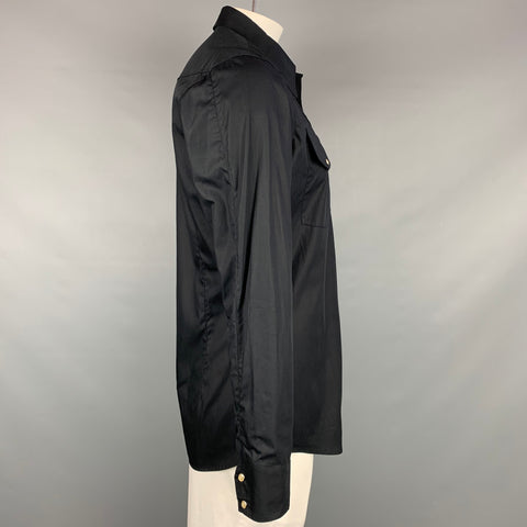 VIVIENNE WESTWOOD MAN Size XL Black Cotton Snaps Long Sleeve Shirt