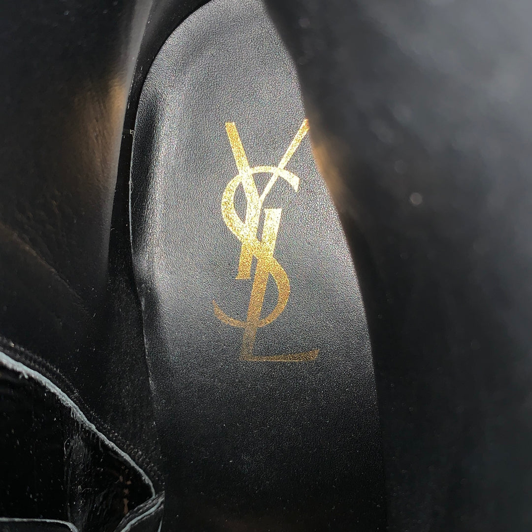 YVES SAINT LAURENT Size 13 Black Patent Leather Johnny Boots