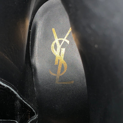 YVES SAINT LAURENT Size 13 Black Patent Leather Johnny Boots