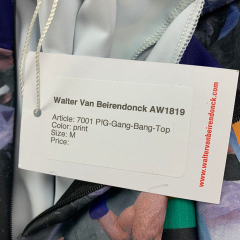 WALTER VAN BEIRENDONCK FW18 Size M Multi-Color Graphic Nylon Jersey Bike Top