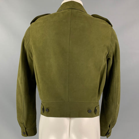 BURBERRY PRORSUM Spring 2015 Size 38 Green Suede Lightweight Jacket